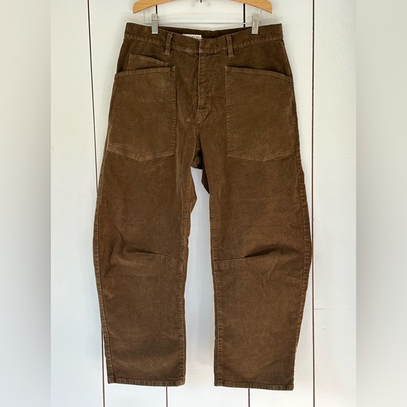 Nili Lotan Shon Corduroy Pant Sz 10 Brown Barrel Horseshoe - Picture 4 of 13